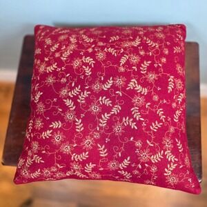 Crate & Barrel Avalon Gold Embroidered Pillow Red Wool 16x16 Zip Feather Insert
